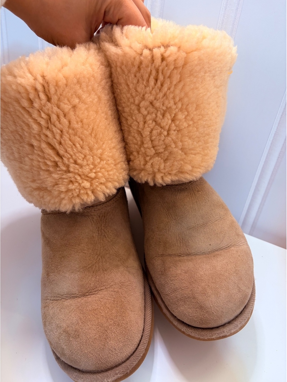 Y2K UGG Australia Classic Tall 5815 Tan Shearling Fur Cuff Winter Boots w10